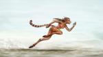 action_pose anthro breasts female hooves nipples nude pose running side_view simple_background solo 12-tf felid hybrid mammal 16:9 hi_res