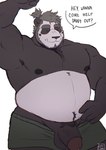 anthro balls belly black_body circumcised cute_fangs daddy_kink eyes_closed fangs flaccid genitals humanoid_genitalia humanoid_hands humanoid_penis male nipples overweight overweight_male penis simple_background solo teeth text white_background white_body ruslorc panda_(ruslorc) bear giant_panda mammal 2021 english_text hi_res