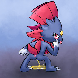 ambiguous_gender anthro black_nose bodily_fluids butt cute_fangs eyelid_pull eyelid_pull_taunt fangs fangsfur fur genital_fluids gesture leaning leaning_forward looking_at_viewer looking_back looking_back_at_viewer mooning peeing peeing_on_ground rear_view red_eyes red_tail solo tail taunting teeth tongue tongue_out urine urine_on_ground urine_pool urine_stream white_body white_fur suplosers nintendo pokemon generation_4_pokemon pokemon_(species) weavile 1:1 2023 hi_res