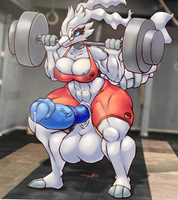 animal_genitalia animal_penis anthro areola areola_slip athletic_wear balls big_balls big_penis blue_penis breasts clothing equine_genitalia equine_penis exercise eyewear genitals glasses gym gynomorph huge_balls hyper hyper_balls hyper_genitalia intersex muscular muscular_gynomorph muscular_intersex nipples nipples_visible_through_clothing penis solo wardrobe_malfunction weights workout z_dragon mythology nintendo pokemon dragon generation_5_pokemon legendary_pokemon mythological_creature mythological_scalie pokemon_(species) reshiram scalie hi_res
