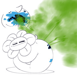 armless balls bodily_fluids butt butt_focus butt_shot dialogue duo eyes_closed fart fart_cloud fart_fetish fart_torture farting_on_another farting_on_face female flattened flattening_fetish fused_legs genitals green_fart_cloud male male/female plant simple_background speech_bubble tail tears white_background wide_hips ti-ling undertale undertale_(series) undertale_yellow flowey_the_flower martlet_(zenith_form) avian elemental_creature flora_fauna 1:1 digital_media_(artwork) hi_res