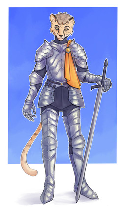 anthro armor clothed clothing hair looking_at_viewer male melee_weapon simple_background solo standing sword tail weapon tanatos_aaa cheetah felid feline mammal digital_media_(artwork) hi_res