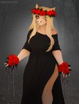 5_fingers anthro blonde_hair breasts brown_eyes clothed clothing dress eyebrows eyelashes female fingers hair solo kyotoleopard diana_(kyotoleopard) equid equine horse mammal 2021 absurd_res dated digital_media_(artwork) hi_res