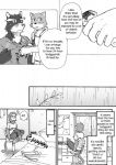 anthro black_and_white canid canine canis clothing comic cotton_(artist) dialogue domestic_dog english_text fur greyscale haplorhine male mammal monkey monochrome natsume_(tooboe_bookmark) nitobe noguchi primate text tooboe_bookmark