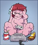 anthro breasts cable candy chibi console_on_ground controller cord dessert electronics eyewear female food fur game_cartridge game_console game_controller game_media glasses hair holding_controller holding_game_controller holding_object long_ears nintendo_console nintendo_controller nude one_eye_closed phone_number pink_body pink_fur red_eyes red_hair retro_console retro_controller snes_cartridge snes_console snes_controller solo storage_media tired wired_controller o-kemono nintendo super_nintendo misty_lop lagomorph leporid mammal rabbit 2020