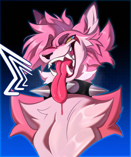 anthro collar fangs feral grin male open_mouth smile solo teeth tongue vore edbes6 canid canine domestic_cat felid feline felis maine_coon mammal absurd_res hi_res icon portrait