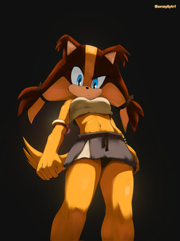 anthro armlet blue_eyes breasts brown_body clothed clothing eyelashes female midriff navel orange_body panties solo underwear upskirt soranygyart sega sonic_boom sonic_the_hedgehog_(series) sticks_the_jungle_badger badger mammal mustelid musteline 2025 3:4 hi_res