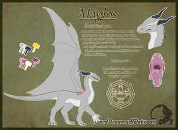 bodily_fluids feral horn male open_mouth saliva side_view solo standing text tongue tongue_out wings vauvenal_(artist) mythology maglos dragon mythological_creature mythological_scalie scalie 2020 digital_media_(artwork) english_text headshot_portrait model_sheet portrait