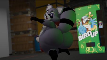 anthro big_butt black_body black_fur black_nose butt fur fur_markings genitals glans gloves_(marking) leg_markings looking_back machine male male_anthro markings multicolored_body multicolored_fur nipples open_mouth penis purple_body purple_eyes purple_fur purple_glans purple_nipples shortstack shortstack_male socks_(marking) solo striped_markings striped_tail stripes tail tail_markings text thick_thighs vending_machine white_body white_fur white_inner_ear wide_hips tunemon indigo_park rambley_raccoon mammal procyonid raccoon 16:9 2025 3d_(artwork) digital_media_(artwork) english_text hi_res widescreen