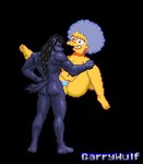 black_hair blue_body blue_fur blue_hair breasts butt ear_piercing ear_ring female fur hair implied_penis jewelry looking_pleasured male male/female necklace penetration piercing ring_piercing slightly_chubby smile sprites vaginal vaginal_penetration garrywulf mugen the_simpsons patty_bouvier canid canine canis human mammal wolf animated digital_media_(artwork) low_res pixel_(artwork)