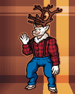 anthro antlers blush blush_lines blushing_at_viewer bulge clothed clothed_anthro clothing embarrassed genitals hooves horn looking_at_viewer looking_back looking_back_at_viewer looking_down lumber lumberjack male malfunction partially_clothed penis pixelated solo torn_clothing langui deer hybrid mammal moose new_world_deer 4:5 animated digital_media_(artwork) pixel_(artwork) pixel_animation