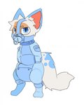 anthro bdsm blue_eyes bondage bound collar diaper gag male muzzle_(object) muzzled onsie pacifier pacifier_gag restraints solo straitjacket moistmolasses cupcake_(moistmolasses) domestic_cat felid feline felis mammal hi_res