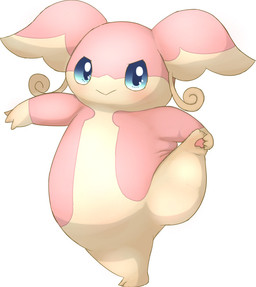 :> ambiguous_gender anthro blue_eyes blush looking_at_viewer on_one_leg paws simple_background solo standing white_background bunnag nintendo pokemon audino generation_5_pokemon pokemon_(species) digital_media_(artwork) shaded