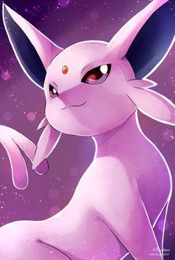 :3 ambiguous_gender big_ears black_nose cheek_tuft eyebrows facial_tuft feral fur fur_tuft glistening glistening_eyes glistening_nose gradient_background half-closed_eyes light looking_aside looking_at_viewer narrowed_eyes nude pointy_ears prick_ears purple_background purple_body purple_eyes purple_fur purple_tail shadow simple_background smile solo tail text tuft vermeilbird nintendo pokemon eeveelution espeon generation_2_pokemon pokemon_(species) 2015 absurd_res half-length_portrait hi_res icon portrait purple_theme