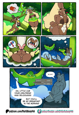 anthro areola big_breasts blush bodily_fluids body_outline bottomwear breasts brown_areola brown_body brown_fur brown_nipples clothing coiling cum death dialogue female female_symbol feral forehead_gem forest fur gameplay_mechanics gem gender_symbol genital_fluids genitals green_body group gui head_between_breasts health_bar humanoid_genitalia humanoid_penis hypnosis inanimate_transformation jungle keyblade kissing larger_anthro larger_female level_number loincloth long_ears male male/female male_symbol masturbation melee_weapon mind_control multicolored_body multicolored_fur night nipples nude nude_anthro nude_female nude_male penile penile_masturbation penis petrification plant ringed_eyes size_difference smaller_anthro smaller_male speech_bubble symbol tan_body tan_fur text transformation tree trio two_tone_body two_tone_fur vore vulva weapon white_body white_fur yellow_bottomwear yellow_clothing yellow_loincloth darksheep46 kingdom_hearts nintendo pokemon square_enix emerald_(darksheep46) generation_4_pokemon lagomorph leporid lopunny mammal pokemon_(species) rabbit reptile scalie snake 2025 absurd_res comic english_text hi_res