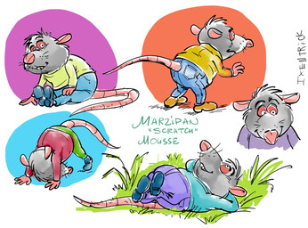anthro bottomwear clothing fur grey_body grey_fur lying male outside pants shirt sitting slightly_chubby solo topwear ixentrick mammal murid murine rat rodent 2026