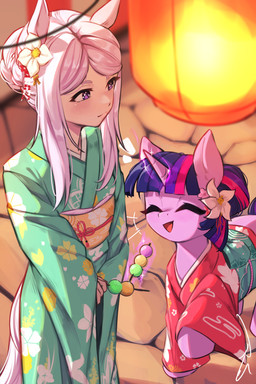 asian_clothing clothing duo east_asian_clothing female feral flower horn japanese_clothing kimono lamp lantern magic plant sweets telekinesis raynlikerain friendship_is_magic hasbro my_little_pony mythology fluttershy_(mlp) twilight_sparkle_(mlp) equid equine humanoid mammal mythological_creature mythological_equine unicorn 2:3 absurd_res hi_res