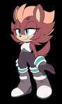 anthro black_nose blue_eyes brown_body brown_fur clothing dessert eyelashes female food footwear fur gloves handwear simple_background solo tight_clothing wide_hips hildahyena sega sonic_the_hedgehog_(series) hilda_the_hyena hyena mammal hi_res