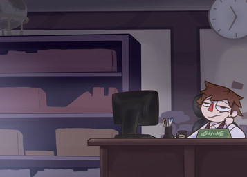 3_fingers anthro arm_support bangs bell_hair_tie black_eyes black_nose blue_bottomwear blue_clothing blue_skirt bottle bottomwear bow_tie box brown_clothing brown_hair brown_topwear brown_vest buckteeth chair cheek_spots clock clothed clothed_anthro clothed_female clothed_human clothed_male clothing computer_monitor container cup desk drinking drinking_coffee duo eyes_closed female female_anthro fingers fist floppy_ears fully_clothed fully_clothed_anthro fully_clothed_female fur furniture globe green_clothing green_topwear green_vest grey_wall hair half-closed_eyes holding_container holding_cup holding_mug holding_object holding_paper ink_bottle inkwell inside leaning_on_elbow light lop_ears male male_human motion_lines mug multicolored_body multicolored_fur multicolored_hair name_plate narrowed_eyes office office_chair on_chair open_mouth open_smile orange_ears orange_hair paper paper_pile pattern_clothing pattern_topwear pattern_vest pen plaid plaid_clothing plaid_topwear plaid_vest ponytail pupils red_bow_tie red_hair_tie red_nose shelf short_hair sitting sitting_on_chair skirt smile standing table tail tan_body tan_skin teeth topwear triangle_nose two_tone_hair vest wall_(structure) wall_clock white_body white_dress_shirt white_fur white_pupils yellow_body yellow_fur yellow_tail cookieboy011 animal_crossing nintendo isabelle_(animal_crossing) villager_(animal_crossing) canid canine canis domestic_dog human mammal shih_tzu toy_dog 2021 animated colored digital_media_(artwork) english_description lighting paint_tool_sai_(artwork) shaded story story_in_description