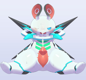 animal_genitalia anthro anthro_focus biped blue_eyes blush bodily_fluids breath chibi cum cumshot disembodied_tongue duo ejaculation front_view genital_fluids genital_slit genitals leaking_precum licking male male_anthro male_focus markings multicolored_body one_eye_half-closed oral penile penis penis_lick pink_penis plantigrade precum segmented_body sex simple_background sitting solo_focus sweat tapering_penis tongue tremble_spikes white_background white_body beageiso yu-gi-oh! super_quantal_fairy_alphan duel_monster robot_anthro 2024 absurd_res digital_drawing_(artwork) digital_media_(artwork) hi_res shaded soft_shading