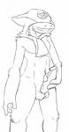 anthro erection genitals hood_up humanoid_genitalia humanoid_penis male masturbation penile penile_masturbation penis simple_background solo sangelia grey_havens spiral_knights gremlin_(spiral_knights) hi_res monochrome sketch