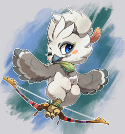 3_toes accessory anthro arrow_in_mouth avian_feet beak blue_eyes blush bottomless bottomless_anthro bottomless_male bow_(weapon) bubble_butt butt claws clothed clothing feather_in_hair feathers feet flying foot_focus grey_body grey_feathers hair hair_accessory holding_object holding_weapon kerchief kerchief_only looking_at_viewer looking_back looking_back_at_viewer loose_feather male mostly_nude mostly_nude_anthro mostly_nude_male multicolored_body multicolored_feathers neckerchief neckerchief_only neckwear one_eye_closed pose presenting presenting_hindquarters ranged_weapon scarf seductive smile smiling_at_viewer solo toe_claws toes weapon white_body white_feathers winged_arms wings wink winking_at_viewer young young_anthro young_male lkiws nintendo tears_of_the_kingdom the_legend_of_zelda tulin_(tloz) avian rito hi_res pinup