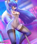 anthro big_breasts blue_body blue_fur breasts female fur gem genital_jewelry genital_piercing genitals innie_pussy jewelry nipples piercing pussy pussy_jewelry solo text v-tal nintendo star_fox krystal_(star_fox) kursed_(star_fox) canid canine fox mammal absurd_res english_text hi_res url