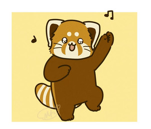 biped brown_body chibi dancing feral kemono musical_note musical_symbol open_mouth simple_background smile solo symbol shi_nominmin ailurid mammal red_panda 2023 animated frame_by_frame
