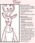 anthro antlers character_bio eyebrows half-closed_eyes horn looking_at_viewer male narrowed_eyes raised_eyebrow simple_background sleeveless_shirt smile solo text the_weaver pack_street dolph_(weaver) deer mammal new_world_deer reindeer 2023 5:6 digital_drawing_(artwork) digital_media_(artwork) english_text half-length_portrait portrait