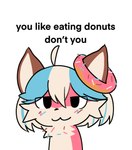 anthro big_tail dessert doughnut femboy food fur hair kemono male male_anthro pastry pawpads paws pink_body pink_fur simple_background sprinkles sprinkles_in_fur tail text white_background white_hair misterdonut boy_kisser_(meme) donut_(misterdonut) canid canine canis domestic_dog food_creature mammal sprinkledog english_text hi_res lol_comments meme