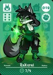 amiibo_card anthro arturfox black_hair bottomwear canid canine canis card clothing footwear green_eyes grey_body hair hi_res male mammal pants shoes solo wolf