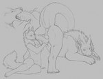 2024 anthro anthro_on_feral anthro_penetrated anus ass_up balls bestiality black_and_white breasts canid canine canis dragon duo female female_on_feral feral feral_penetrating feral_penetrating_anthro fur furred_dragon furred_scalie genitals hi_res hybrid male male/female male_on_anthro mammal monochrome mythological_creature mythological_scalie mythology nematious_(character) oral oral_penetration penetration penis raised_tail scalie sex silas_zeranous size_difference tail tail_anus thick_tail wolf yaroul