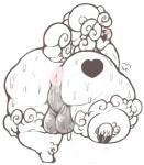 anthro anus balls big_balls big_butt biped bodily_fluids body_hair butt curled_hair genitals hair heart_symbol male obese obese_anthro obese_male overweight overweight_anthro overweight_male perineum presenting presenting_hindquarters solo sweat wide_hips iliekbuttz cookie_dough_(oc) bovid caprine domestic_sheep mammal sheep hi_res