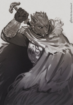 anthro armor cloak clothed clothing fighting_pose fully_clothed holding_object male melee_weapon pose solo sword weapon deaddragonp elden_ring fromsoftware blaidd_(elden_ring) canid canine canis mammal wolf absurd_res digital_media_(artwork) hi_res