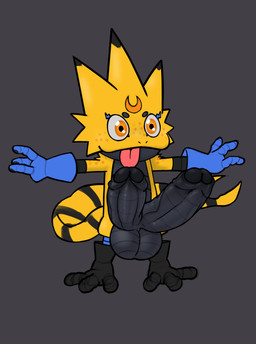 2_penises balls big_penis black_penis foreskin freckles genitals humanoid_genitalia humanoid_penis male multi_genitalia multi_penis penis solo t-pose vein conditional_dnp vanzard bandai_namco digimon fan_character digimon_(species) gekkomon absurd_res hi_res