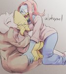 anthro blush eye_patch eyes_closed eyewear female group group_hug hug hugging_another mature_anthro mature_female open_mouth open_smile polyamory romantic romantic_ambiance romantic_polycule smile under10mato undertale undertale_(series) alphys toriel undyne animal_humanoid boss_monster_(undertale) bovid caprine fish fish_humanoid goat humanoid mammal marine marine_humanoid reptile scalie