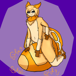 abdomen_vore ambiguous_gender anthro arthropod_abdomen chest_tuft fur insect_wings lepidopteran_wings orange_body orange_fur sitting smile sound_effects tuft unusual_vore vore wings detrevni avery_(detrevni) arthropod insect lepidopteran hi_res