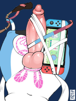 accessory bdsm big_penis bondage bound comparing comparing_penis electronics erection first_person_view fur fur_markings furgonomics game_console genitals jewelry knot looking_down male male_pov markings nude penile penis penis_bondage ribbon_restrained ribbons ribbons_(anatomy) ring simple_background tail tail_accessory tail_jewelry tail_ring tail_tuft thick_thighs tuft white_body white_fur wide_hips frozenartifice nintendo nintendo_switch pokemon noel_(daann) eeveelution generation_6_pokemon mammal pokemon_(species) sylveon 2025 3:4 alpha_channel digital_media_(artwork) hi_res