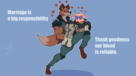 anthro barazoku blush carrying_another carrying_partner clothed clothing duo embarrassed feet fur heart_symbol humor love male male/male muscular muscular_anthro muscular_male orange_body orange_fur smile spikes text tongue tongue_out white_body white_fur pinumontbalou epic_games fortnite fennix_(fortnite) volpez_(fortnite) arctic_fox canid canine canis fox mammal red_fox true_fox hi_res brother_(lore) brothers_(lore) incest_(lore) sibling_(lore)
