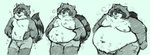 anthro base_one_layout basic_sequence belly big_belly breath chubby_cheeks clothed clothing facial_markings fur hand_on_belly head_markings holding_belly linear_sequence male markings mask_(marking) moobs navel nipples obese obese_anthro obese_male one_row_layout overweight overweight_anthro overweight_male rapid_weight_gain ring_(marking) ringed_tail slightly_chubby slightly_chubby_male solo striped_markings striped_tail stripes tail tail_markings three_frame_image three_frame_sequence tongue tongue_out topless torn_clothing weight_gain berlin mammal procyonid raccoon greyscale monochrome sequence