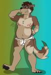 anthro bottomwear briefs bulge claws clothed clothing feet hair looking_at_viewer male navel nipples pawpads paws pose shy simple_background slightly_chubby smile solo standing tighty_whities toe_claws toes underwear white_briefs white_clothing white_underwear y-fronts sylvanedadeer nikolai_stevenson canid canine canis domestic_dog mammal 2019 absurd_res digital_media_(artwork) hi_res