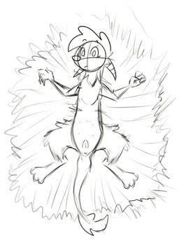 3_toes anus claws ears_down feet female feral fur genitals hair lying on_back pivoted_ears simple_background solo stomach_nipples tail tail_tuft toes toony tuft vulva white_background vickttor93 itka alebrije mammal sketch
