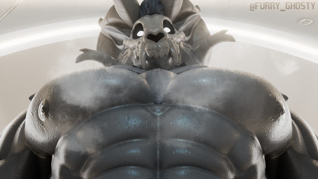 abs anthro bodily_fluids bone fur horn looking_at_viewer looking_down male muscular muscular_anthro muscular_male musk nipples pecs skull skull_head solo sweat furry_ghosty american_mythology indigenous_north_american_mythology mythology north_american_mythology roderick_(elsifthewolf) wendigo absurd_res hi_res widescreen