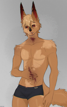 anthro gore male simple_background solo coffee_(patrick_okottsu) bat canid canine fox humanoid hybrid mammal digital_media_(artwork) hi_res