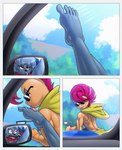 anthro car duo feet female foot_fetish foot_lick foot_play humanoid_feet inside_car inside_vehicle licking male male/female mirror mirror_reflection plantigrade reflection toes tongue vehicle rodricoro nintendo pokemon fang_the_weavile gambit_the_scrafty generation_4_pokemon generation_5_pokemon pokemon_(species) scrafty weavile absurd_res comic hi_res