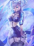 anthro breasts clothed clothing ear_piercing eyebrows eyelashes female fur hair looking_at_viewer piercing smile solo juliathedragoncat league_of_legends riot_games tencent evelynn_(lol) canid canine fox mammal 2021 3:4 digital_media_(artwork) hi_res