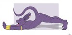 anthro ass_up bracelet bracelet_only butt claws ear_piercing ears_up eyes_closed fangs jewelry male nude open_mouth piercing raised_tail side_view solo stretching tail teeth toe_claws tongue tongue_out yawn jimfoxx dragon_ball dragon_ball_super beerus domestic_cat felid feline felis mammal 2021 signature