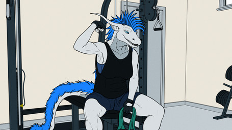 anthro athletic bottomwear bra breasts clothing exercise fangs female fingerless_gloves flexing flexing_bicep flexing_muscles gloves gym handwear muscular shirt shorts side_boob solo sports_bra tail tank_top teeth topwear underwear weights workout workout_clothing workout_gloves rebeldragon101 mythology christa_(rebeldragon101) dragon mythological_creature mythological_scalie scalie 16:9 hi_res widescreen