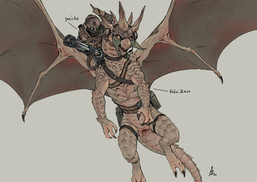 ambiguous_gender animal_genitalia armor bodily_fluids cloaca cloaca_juice dragon_rider duo feral feral_focus flying genital_fluids genitals grey_body grey_scales gun headgear helmet horizontal_cloaca membrane_(anatomy) membranous_wings ranged_weapon riding scales solo_focus spread_wings tail weapon wings crestfallenartist european_mythology mythology echo_zero_(crestfallenartist) jericho_(crestfallenartist) dragon human mammal mythological_creature mythological_scalie scalie western_dragon 2021 digital_media_(artwork)