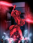 arm_tattoo big_breasts big_butt bikini biped black_body black_skin black_tattoo breasts butt chibi clothed clothing curvy_figure dual_wielding duo electricity facial_tattoo female female_focus holding_object holding_weapon horn hourglass_figure knee_pads leg_tattoo lekku_(anatomy) lightning male o-ring red_body red_glow red_lekku red_lightsaber red_skin red_tattoo skimpy solo_focus standing swimwear tattoo thick_thighs two-piece_swimsuit weapon jessiestarstf red_v_pancake may_the_4th star_wars darth_maul darth_talon alien dathomirian horned_humanoid humanoid twi'lek zabrak 2025 absurd_res artist_collaboration hi_res